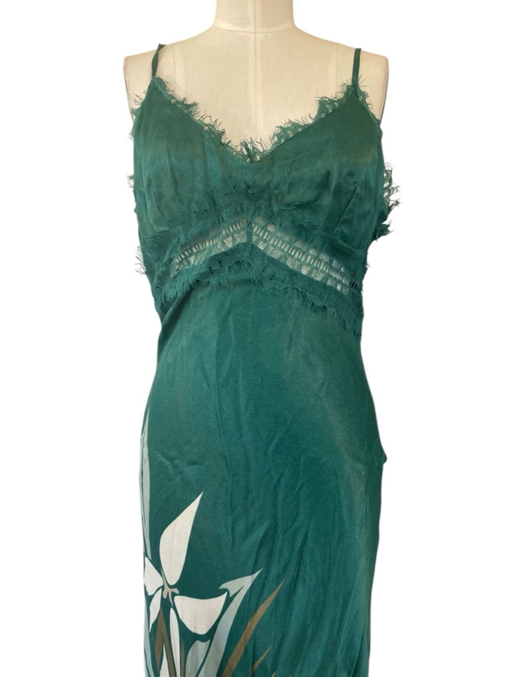 ❤️ NWT! Anthropologie x Bl^nk Eustella Bare Green Maxi Satin Slip Dress XL - Picture 6 of 15